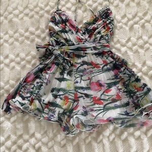 Luxxel pleated floral print romper